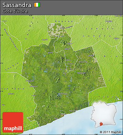 Satellite Map of Sassandra, physical outside
