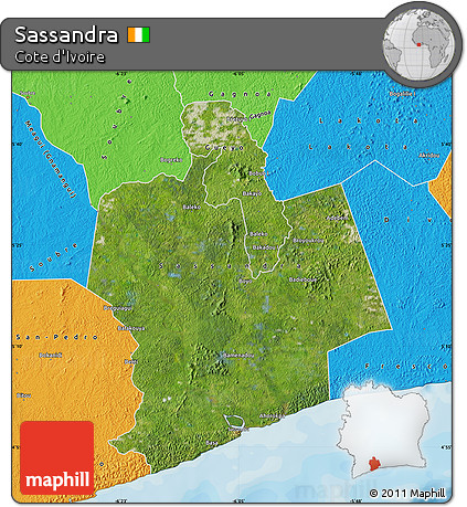 Satellite Map of Sassandra, political outside