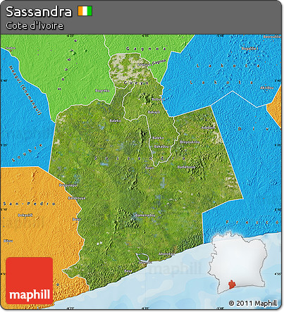 Satellite Map of Sassandra, political outside