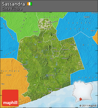 Satellite Map of Sassandra, political outside