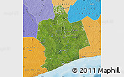 Satellite Map of Sassandra, political shades outside
