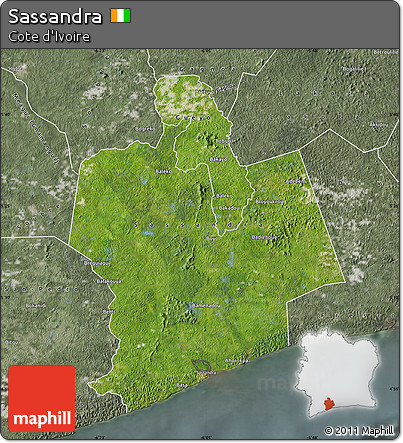 Satellite Map of Sassandra, semi-desaturated
