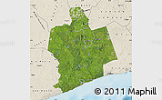 Satellite Map of Sassandra, shaded relief outside