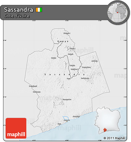 Silver Style Map of Sassandra, single color outside