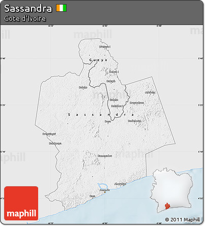 Silver Style Map of Sassandra, single color outside