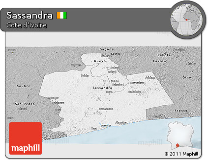 Gray Panoramic Map of Sassandra