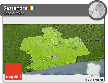 Physical Panoramic Map of Sassandra, darken