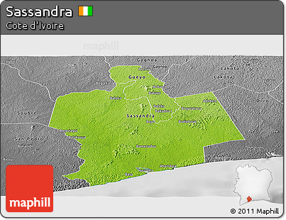 Physical Panoramic Map of Sassandra, desaturated