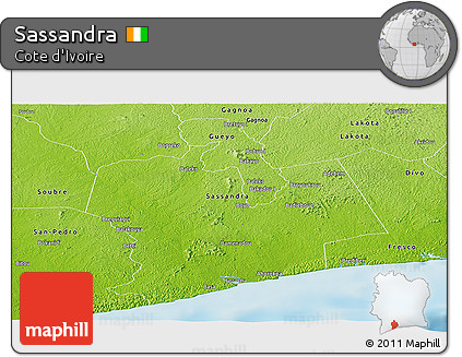 Physical Panoramic Map of Sassandra