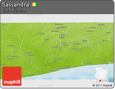 Physical Panoramic Map of Sassandra