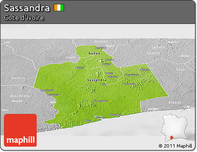 Physical Panoramic Map of Sassandra, lighten, desaturated