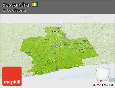 Physical Panoramic Map of Sassandra, lighten