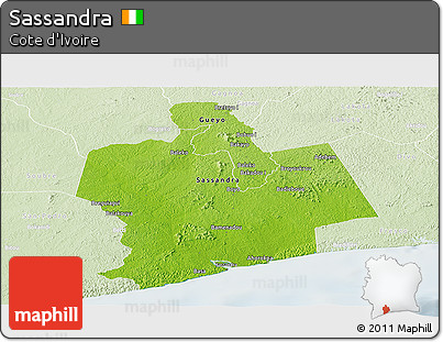 Physical Panoramic Map of Sassandra, lighten