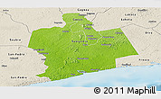 Physical Panoramic Map of Sassandra, shaded relief outside