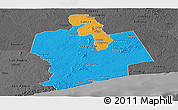 Political Panoramic Map of Sassandra, darken, desaturated