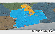 Political Panoramic Map of Sassandra, darken, semi-desaturated
