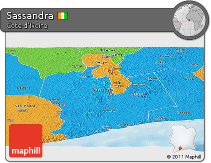 Political Panoramic Map of Sassandra