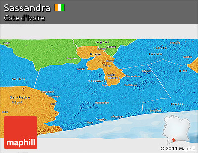 Political Panoramic Map of Sassandra