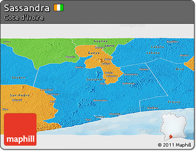 Political Panoramic Map of Sassandra