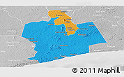 Political Panoramic Map of Sassandra, lighten, desaturated