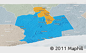 Political Panoramic Map of Sassandra, lighten, semi-desaturated