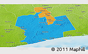Political Panoramic Map of Sassandra, physical outside