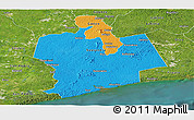 Political Panoramic Map of Sassandra, satellite outside
