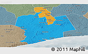 Political Panoramic Map of Sassandra, semi-desaturated
