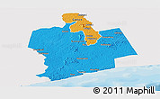 Political Panoramic Map of Sassandra, single color outside