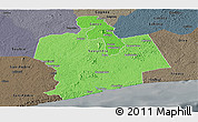 Political Shades Panoramic Map of Sassandra, darken, semi-desaturated