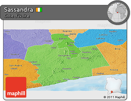 Political Shades Panoramic Map of Sassandra