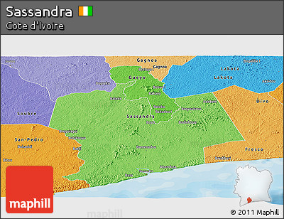 Political Shades Panoramic Map of Sassandra