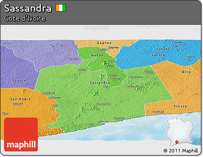 Political Shades Panoramic Map of Sassandra