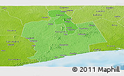Political Shades Panoramic Map of Sassandra, physical outside
