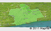 Political Shades Panoramic Map of Sassandra, satellite outside