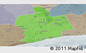 Political Shades Panoramic Map of Sassandra, semi-desaturated