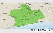 Political Shades Panoramic Map of Sassandra, shaded relief outside
