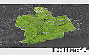 Satellite Panoramic Map of Sassandra, darken, desaturated