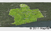 Satellite Panoramic Map of Sassandra, darken, semi-desaturated