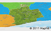 Satellite Panoramic Map of Sassandra, political outside