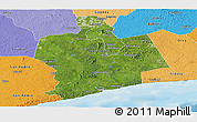 Satellite Panoramic Map of Sassandra, political shades outside