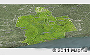 Satellite Panoramic Map of Sassandra, semi-desaturated
