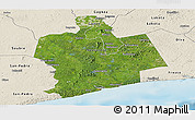 Satellite Panoramic Map of Sassandra, shaded relief outside