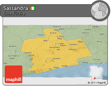 Savanna Style Panoramic Map of Sassandra