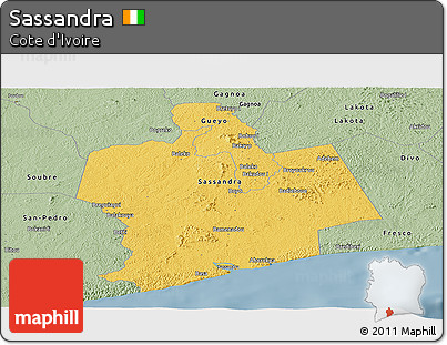 Savanna Style Panoramic Map of Sassandra