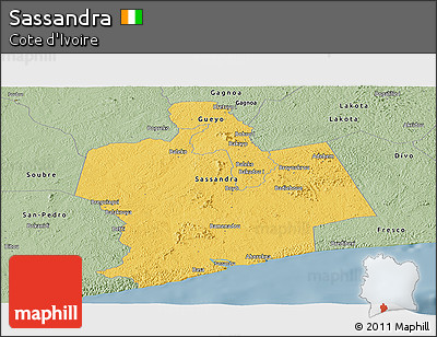 Savanna Style Panoramic Map of Sassandra
