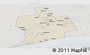 Shaded Relief Panoramic Map of Sassandra, lighten, semi-desaturated