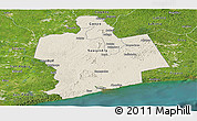 Shaded Relief Panoramic Map of Sassandra, satellite outside