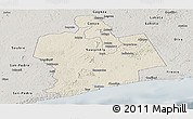 Shaded Relief Panoramic Map of Sassandra, semi-desaturated