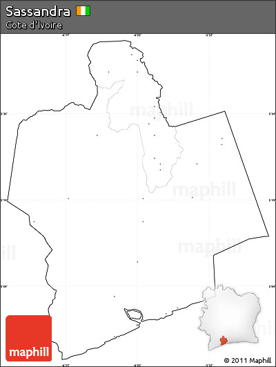 Blank Simple Map of Sassandra, cropped outside, no labels